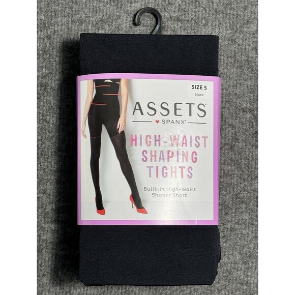 Assets By Spanx Black High-Waist Shaping Tights - Size 5 (220-265 lbs) - Picture 1 of 5
